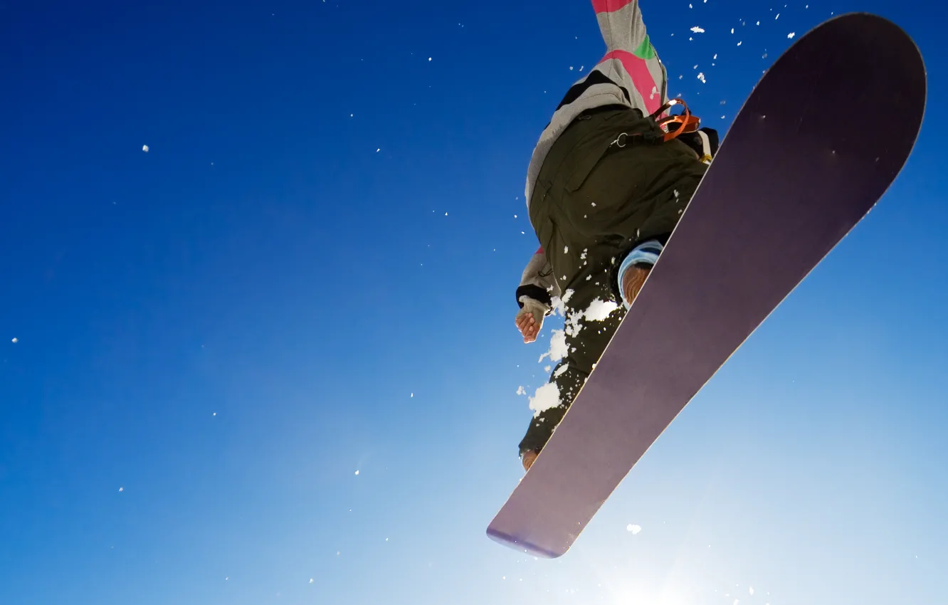 Photo wallpaper winter, the sky, background, jump, Wallpaper, snowboard, sport, guy