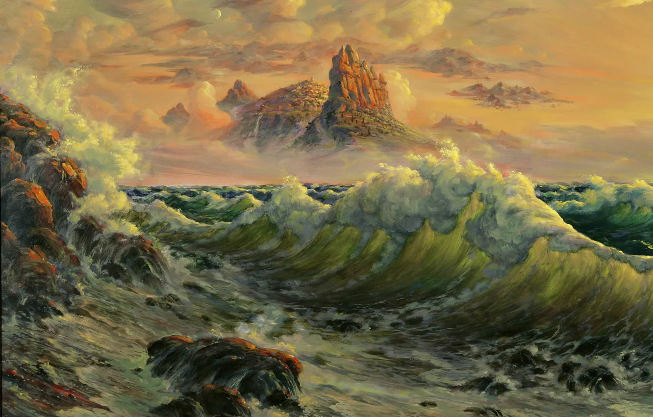 Photo wallpaper sea, fantasy, wave, Reproduction