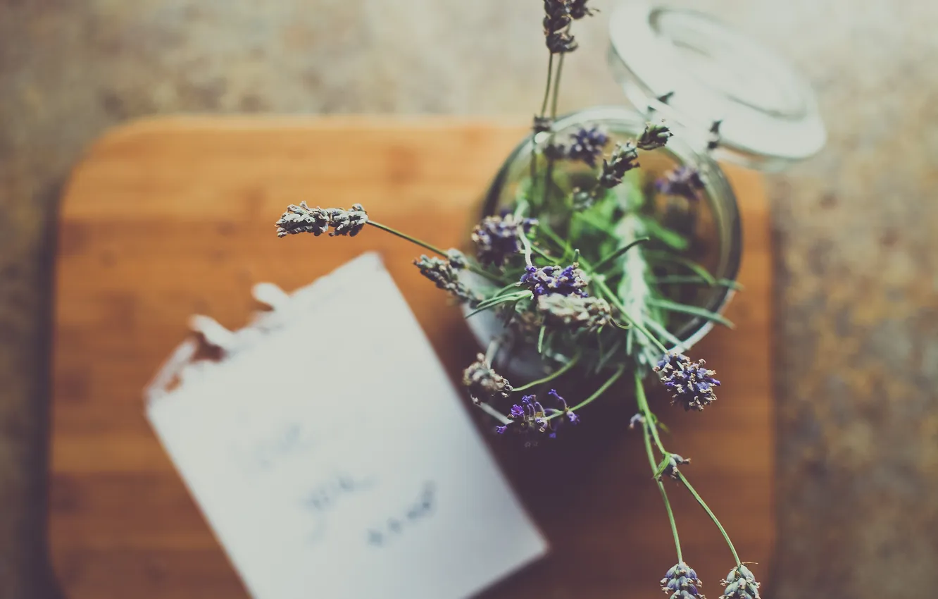 Photo wallpaper grass, flowers, note