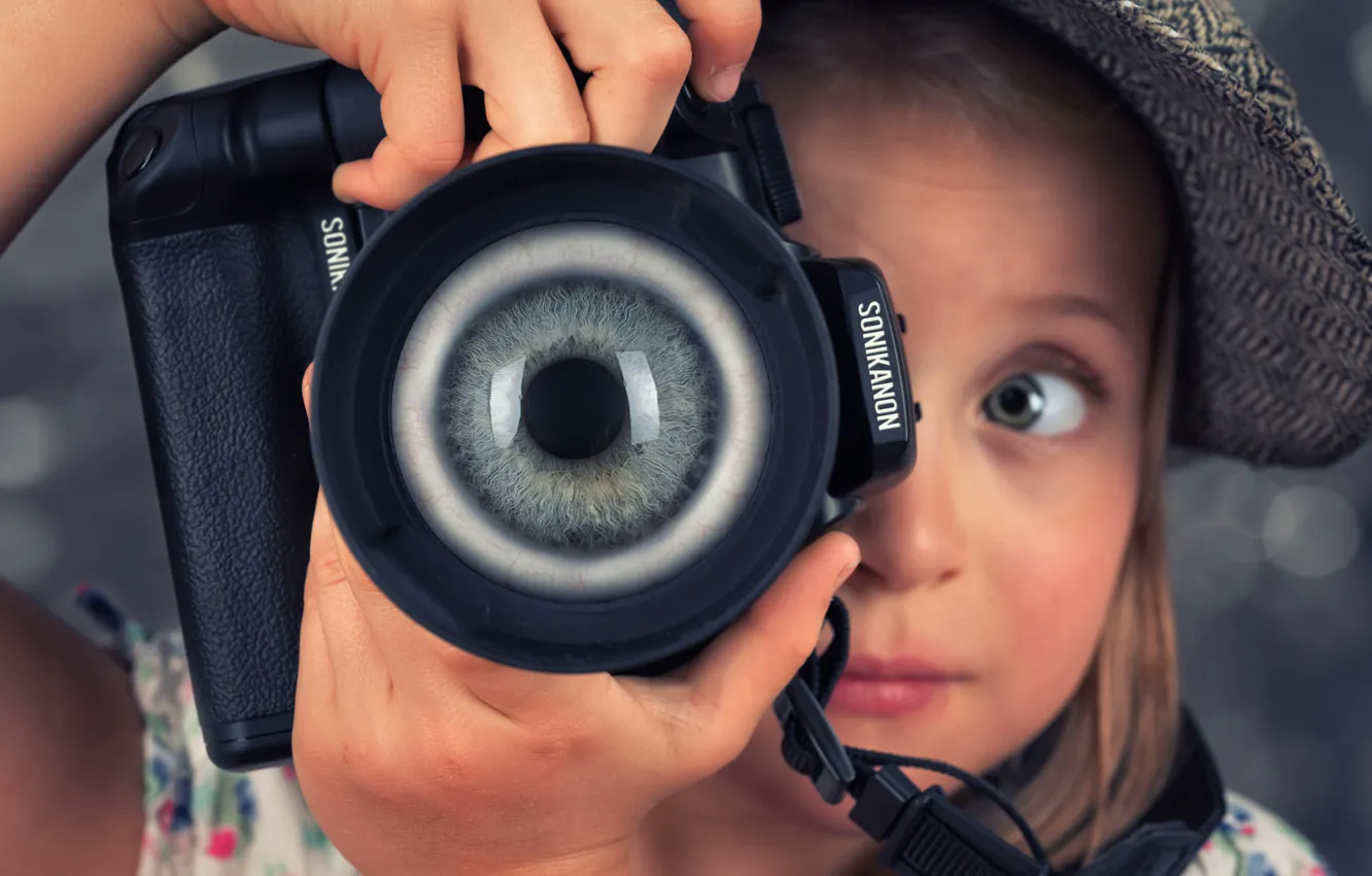 Photo wallpaper eyes, the camera, girl