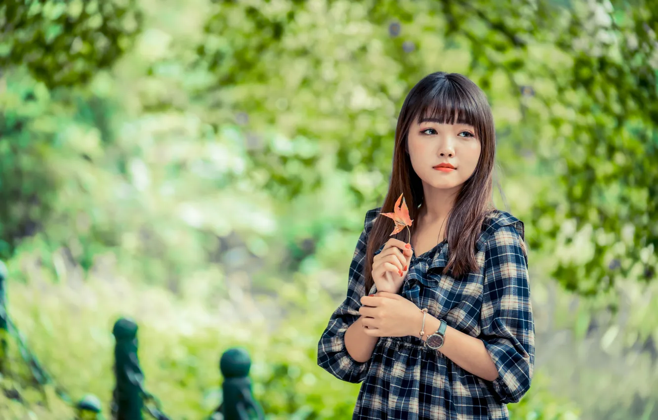 Photo wallpaper girl, Asian, cutie, bokeh