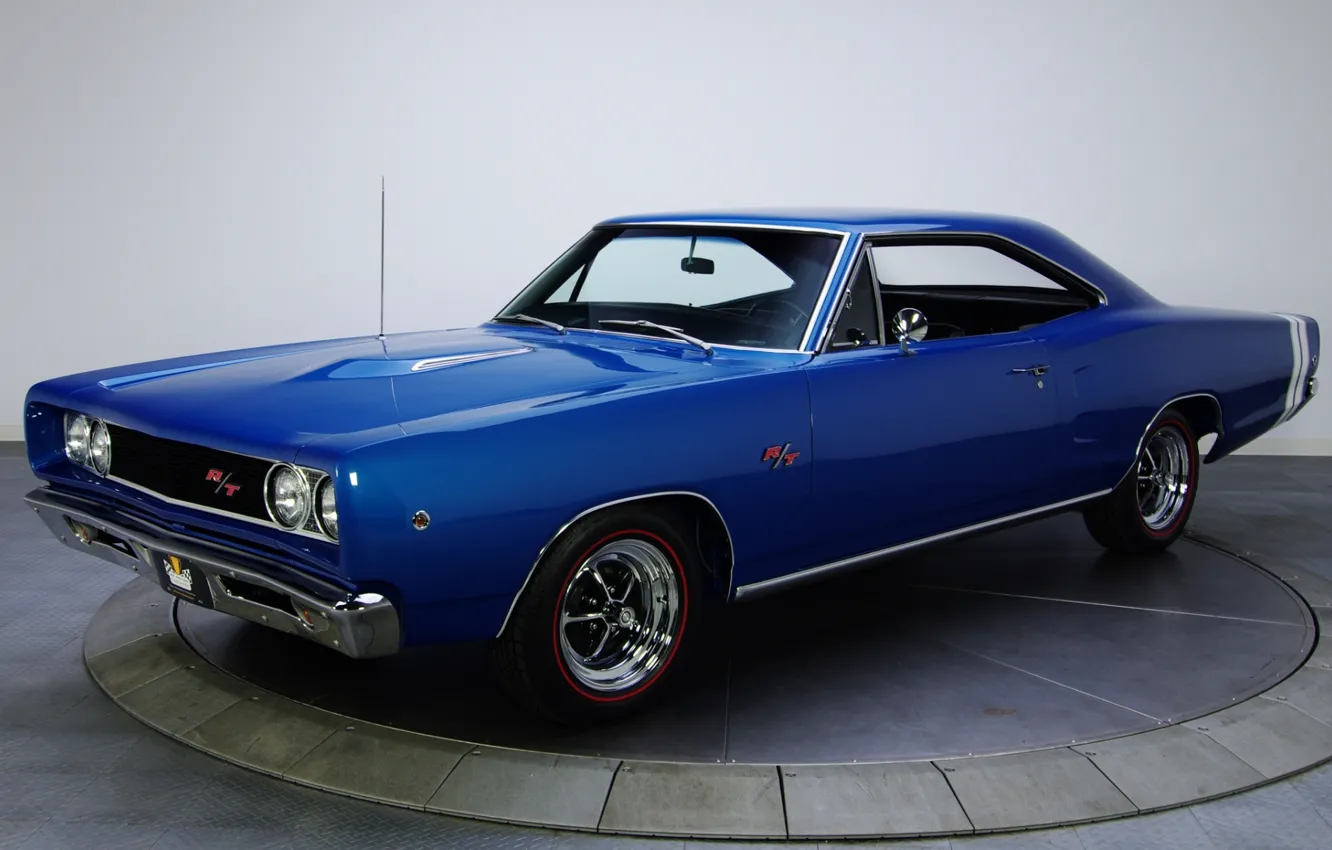 Photo wallpaper blue, background, Dodge, Dodge, the front, Coronet, 1968, Muscle car