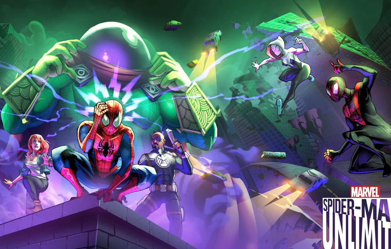 Photo wallpaper game, android, Marvel, IOS, spider-man unlimited, spider-verse, Gameloft