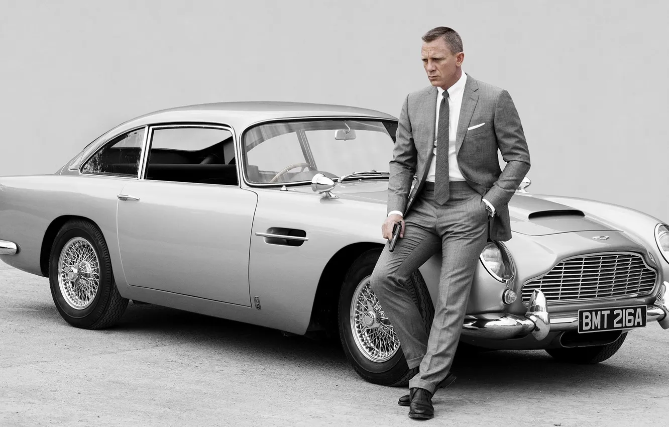 Photo wallpaper auto, bond, in a suit