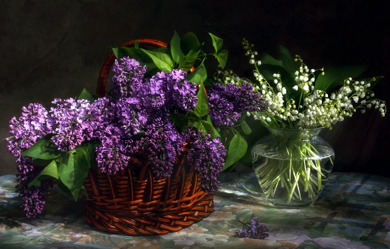 Photo wallpaper flowers, lilac, bouquets