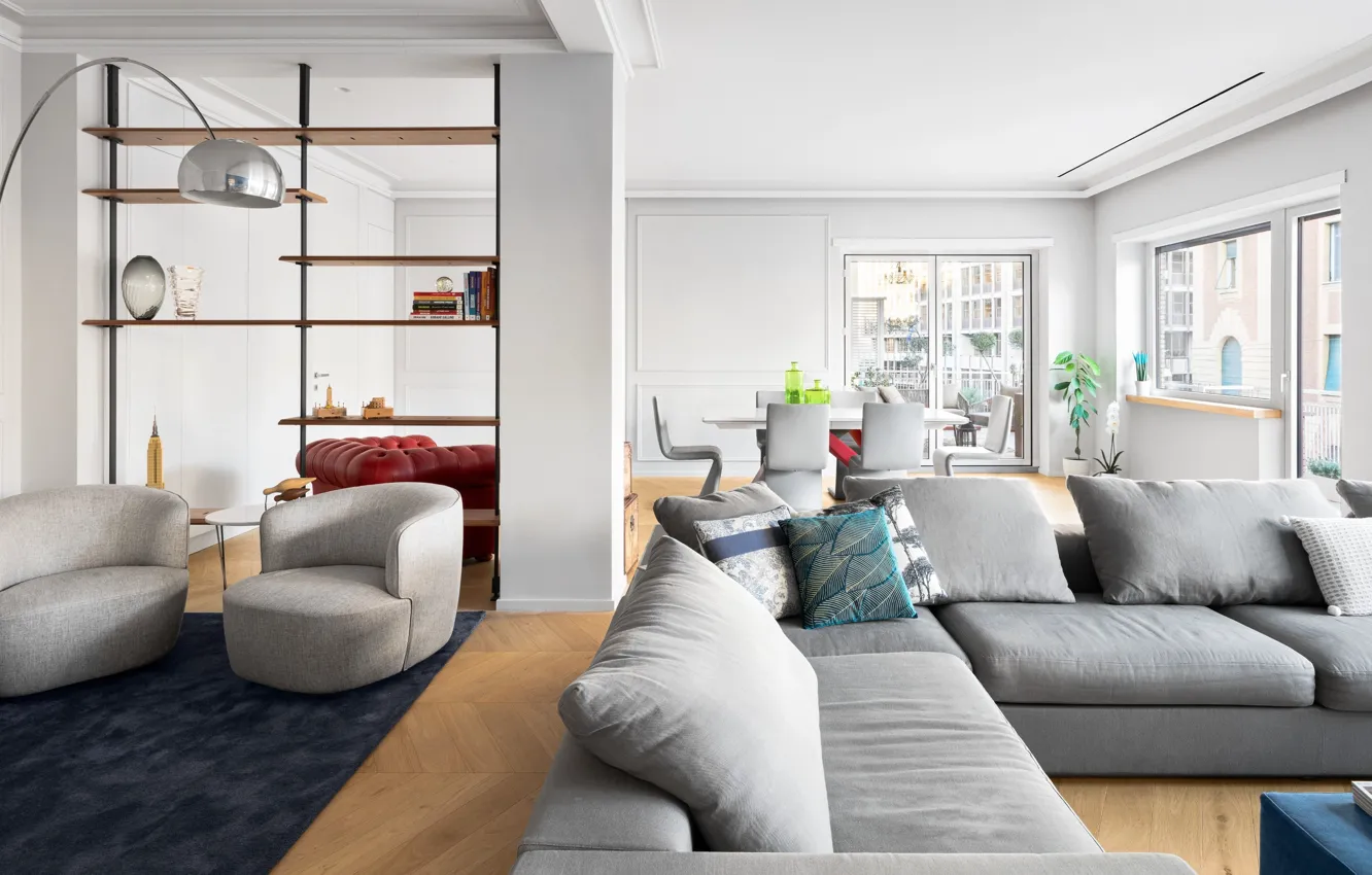 Photo wallpaper style, interior, Casa C+C, by 2a. Architetti, dining room, living room, Italy, design