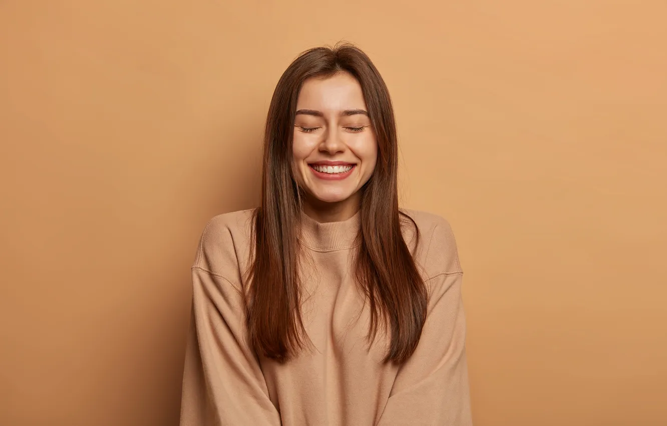 Photo wallpaper girl, smile, hair, happy