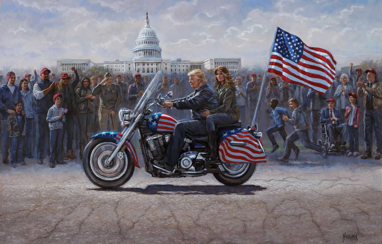 Photo wallpaper Jon McNaughton, Donald Trump, The President of the United States, MAGA Ride