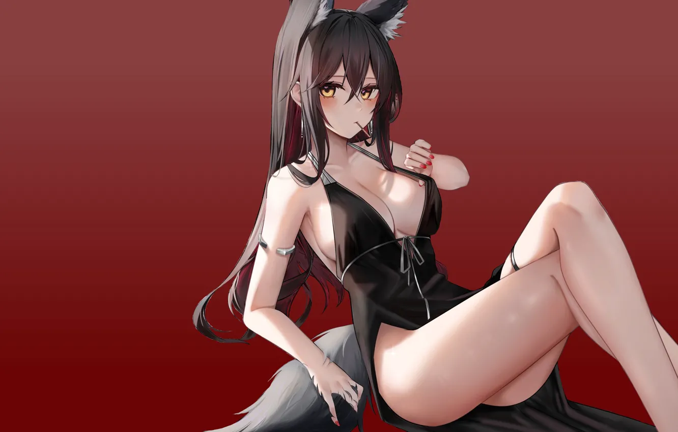 Photo wallpaper girl, hot, sexy, cleavage, dress, anime, pretty, thighs