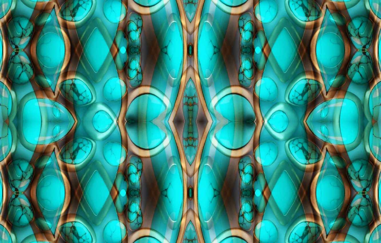 Photo wallpaper design, art, Fractal, light blue, turqouise