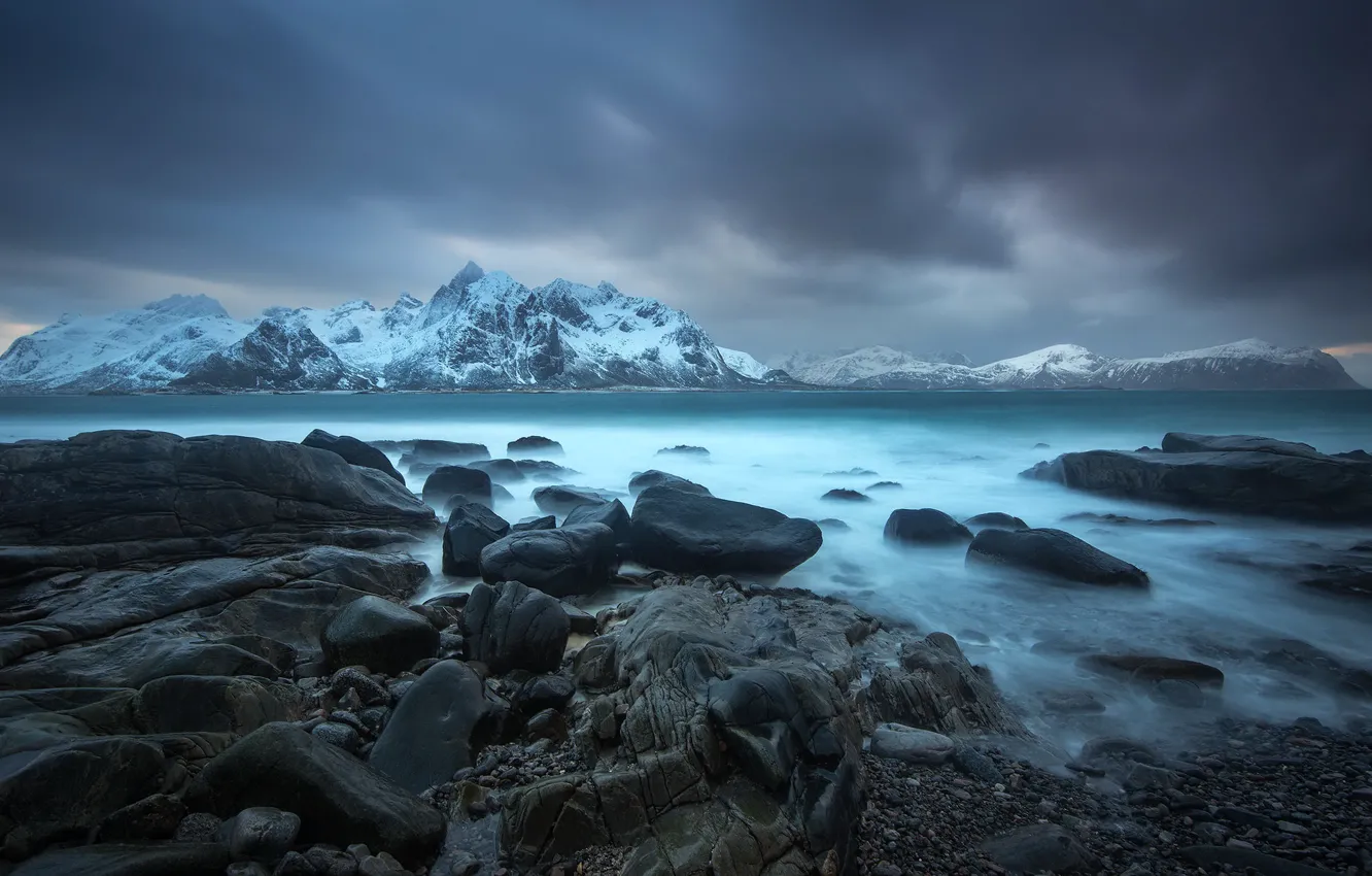 Photo wallpaper Norway, Lofoten archipelago, Stormy Arctic