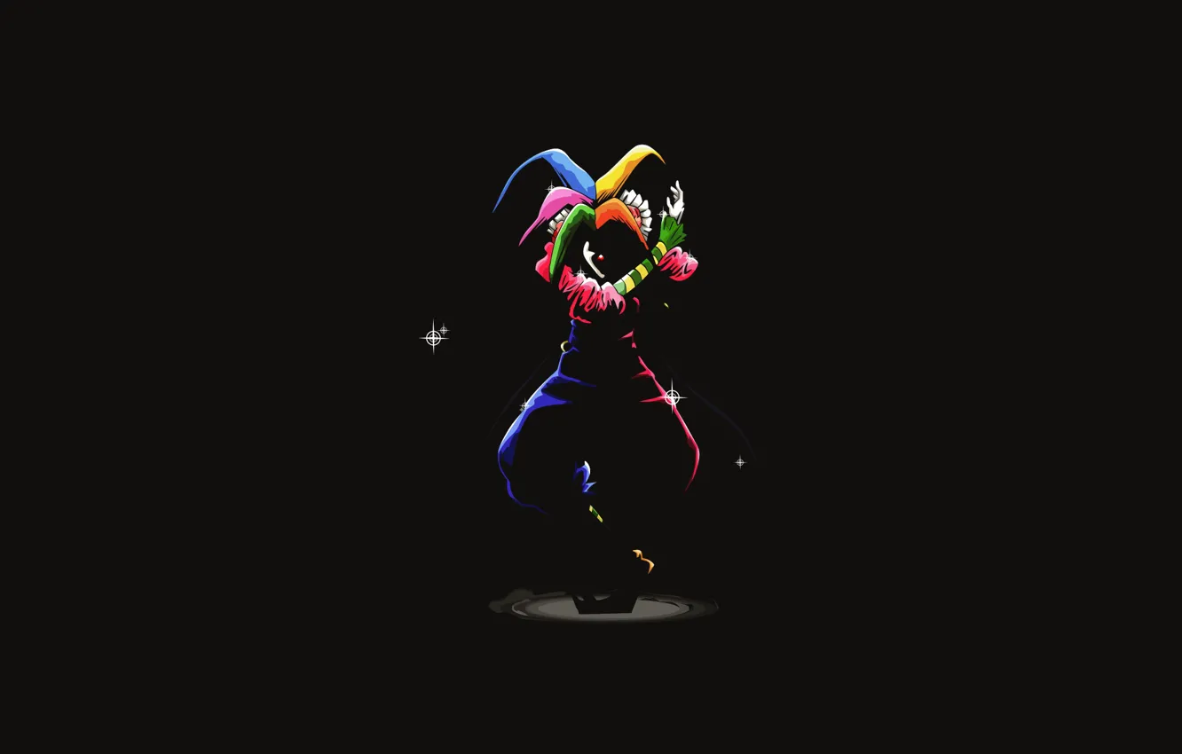 Photo wallpaper minimalism, clown, black background, jester