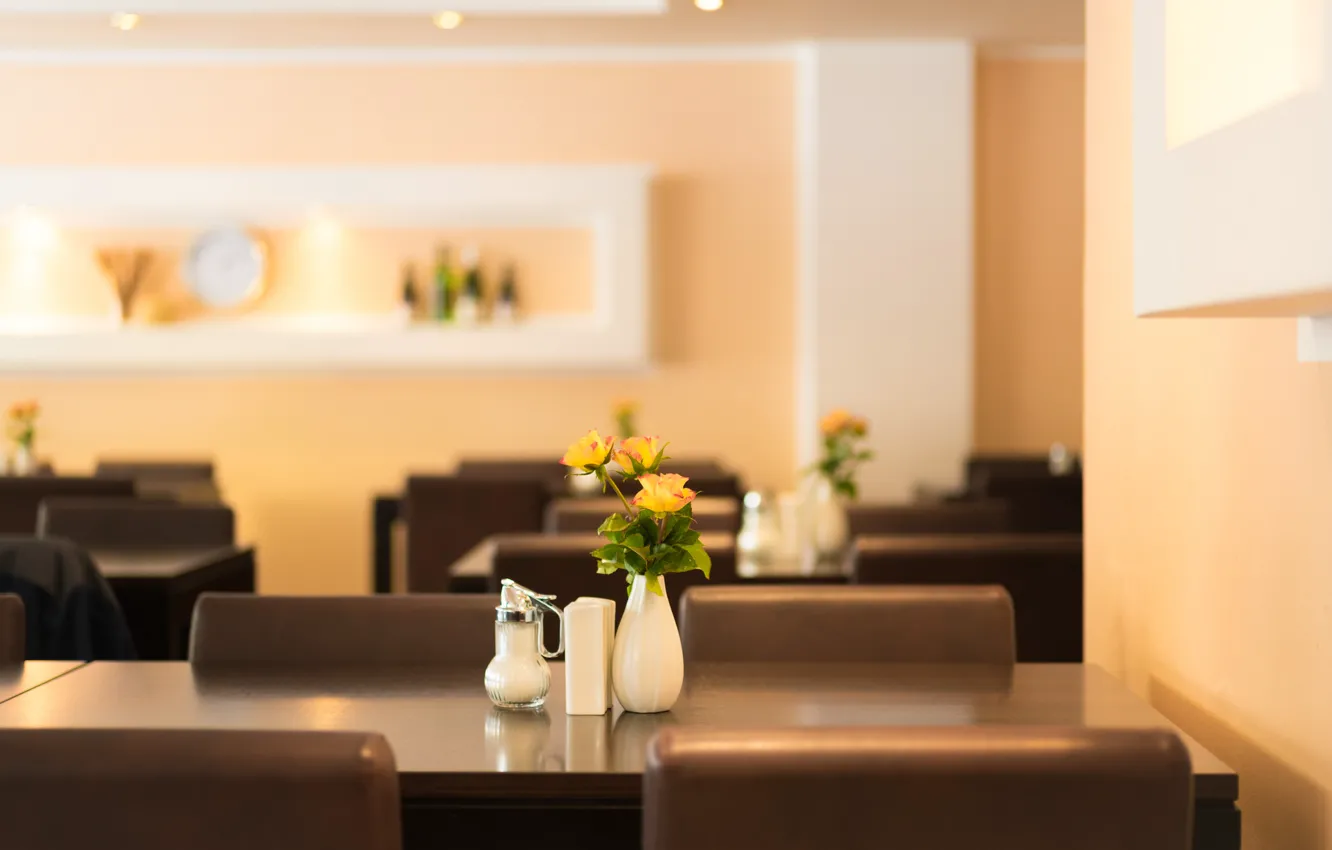 Photo wallpaper flowers, interior, restaurant