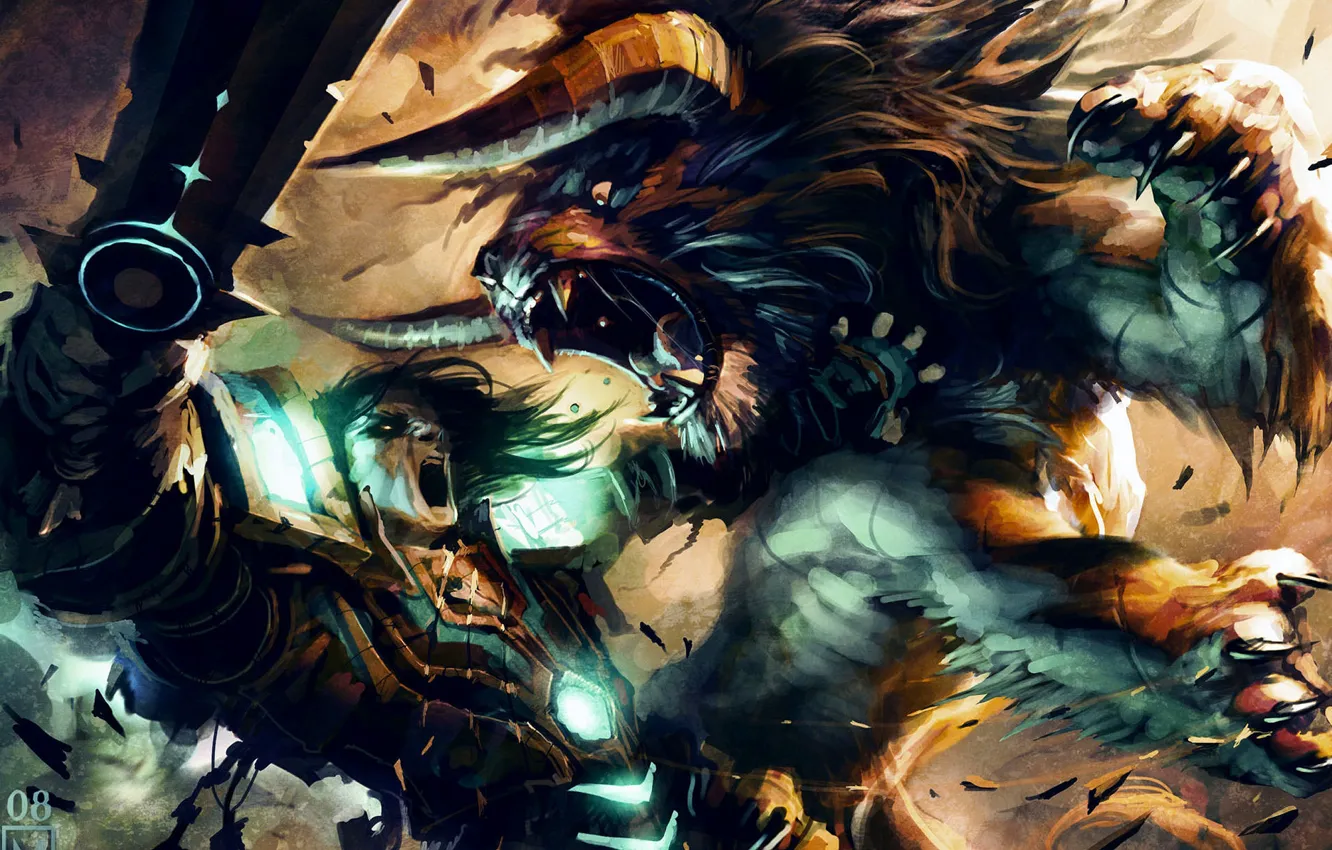 Photo wallpaper Cat, Battle, World of Warcraft, Druid, fight, Trading Card Game