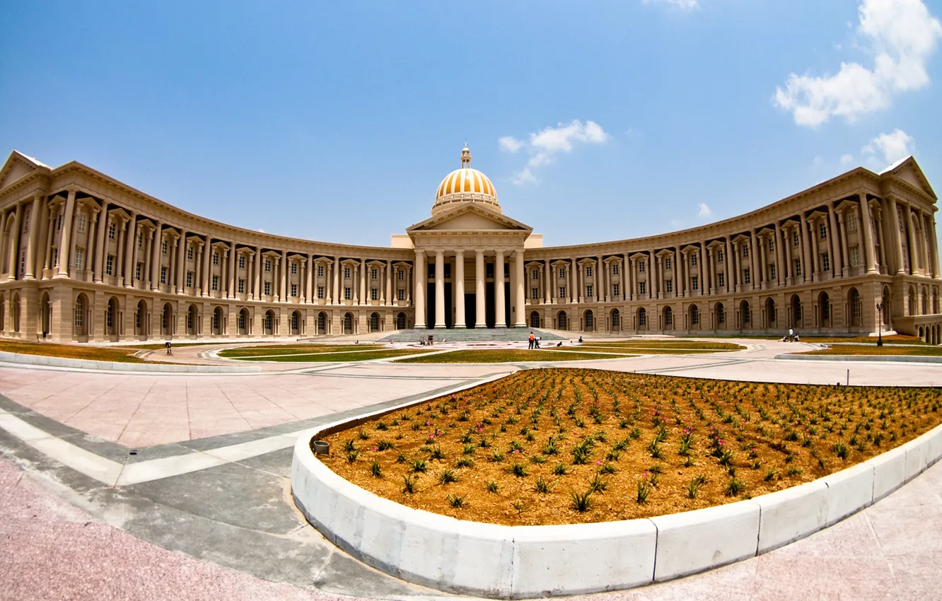 Photo wallpaper the building, panorama, flowerbed, the dome