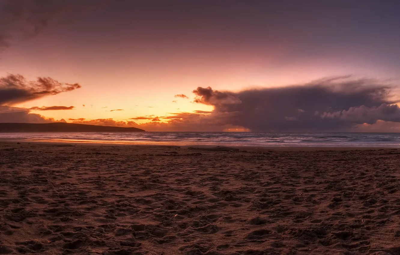 Photo wallpaper sand, sea, beach, sunset, 152