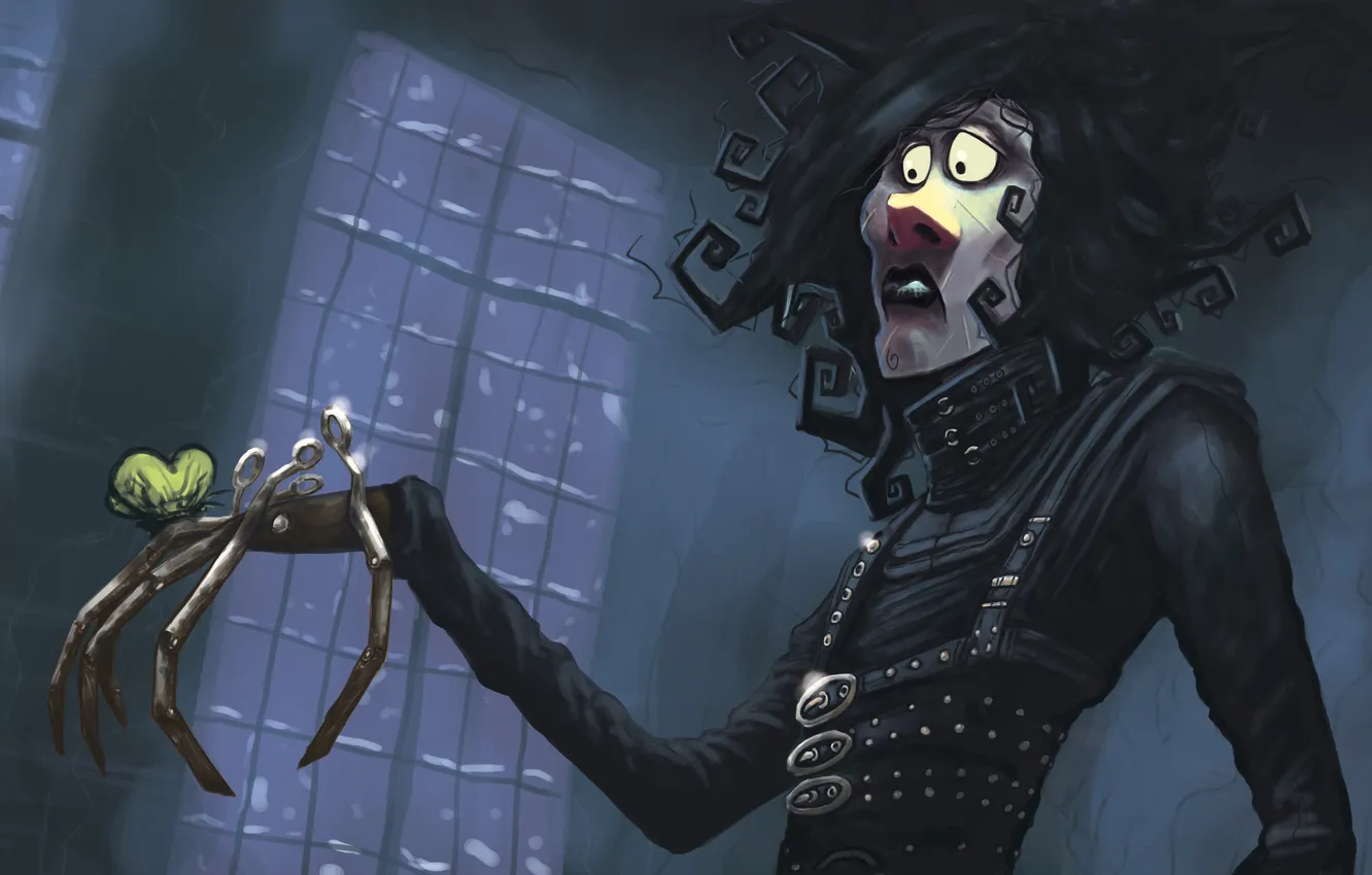 Photo wallpaper butterfly, window, art, twilight, Edward Scissorhands