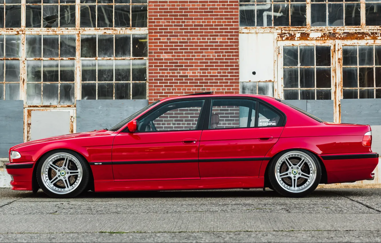 Photo wallpaper BMW, RED, 7-Series, E38