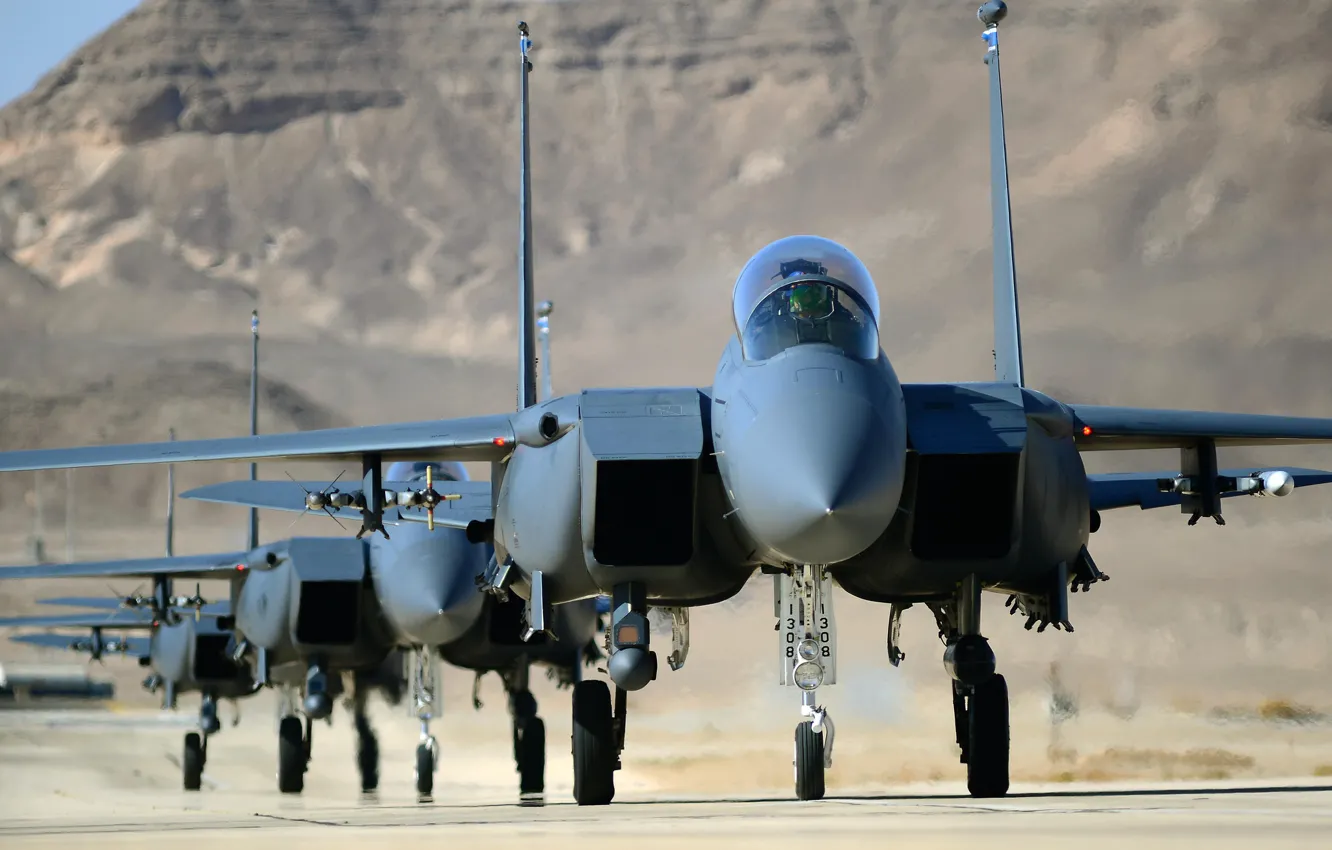 Photo wallpaper fighter, Eagle, the airfield, F-15, "Eagle"