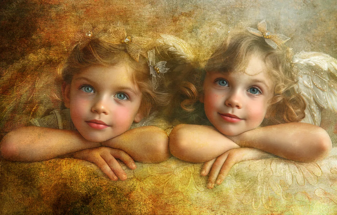 Photo wallpaper children, angel, AI art, neural network
