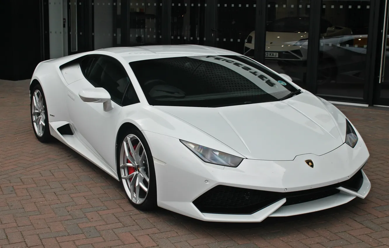 Photo wallpaper Lamborghini, white, salon, Hurricane