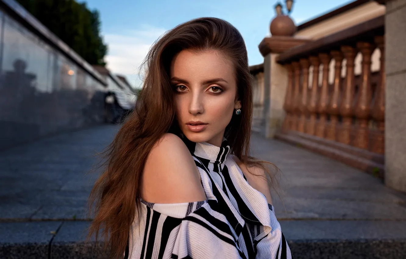 Photo wallpaper look, model, portrait, makeup, hairstyle, brown hair, beauty, Sasha