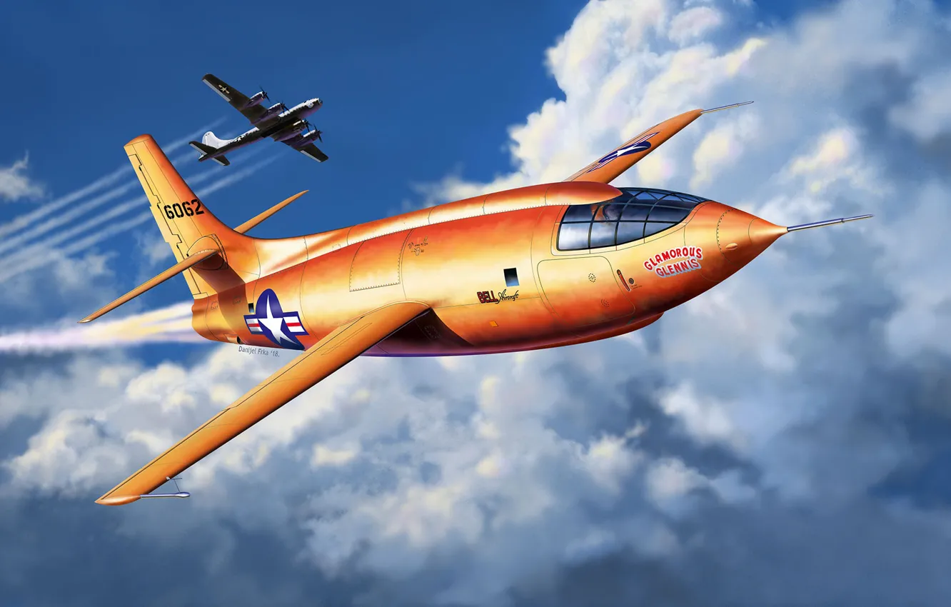 Photo wallpaper US Airforce, experimental US air force aircraft, Bell X-1, Supersonic Aircraft