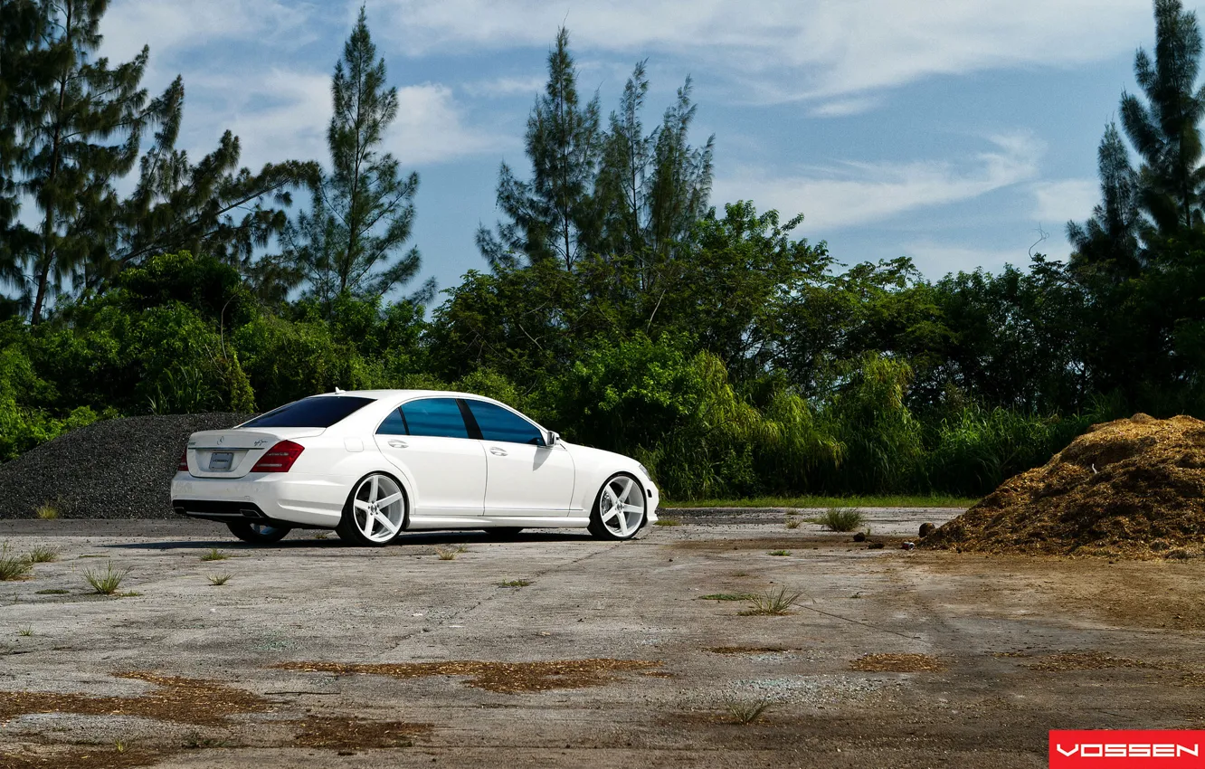 Photo wallpaper white, drives, Mercedes