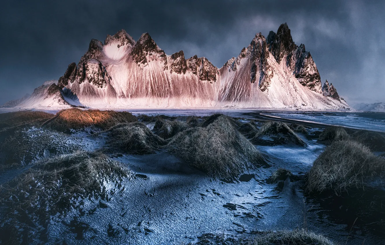 Photo wallpaper beach, photography, landscape, nature, mountains, sand, Iceland, sunlight