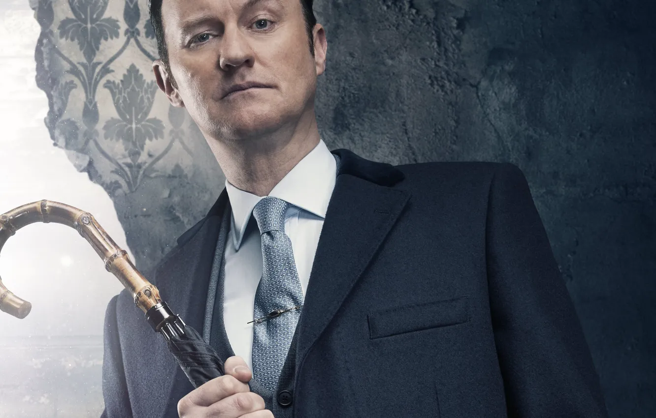 Photo wallpaper umbrella, Sherlock Holmes, Sherlock, Mark Gatiss, Mycroft Holmes, Sherlock BBC, Sherlock Holmes, Sherlock (TV series)