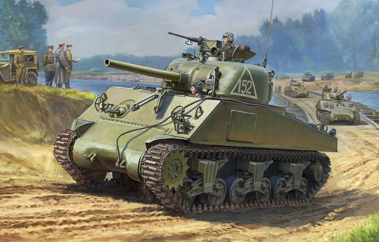 Photo wallpaper Tanks, Sherman, The red army, The Red Army, Medium Tank, Lend-lease, М4 Sherman, M4A2 Sherman