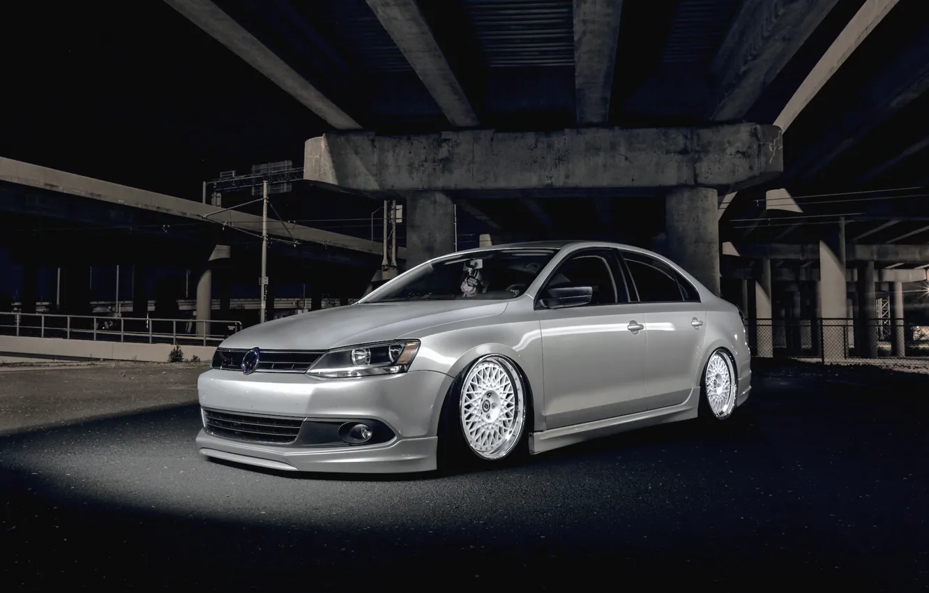 Photo wallpaper bridge, darkness, tuning, Volkswagen, volkswagen jetta