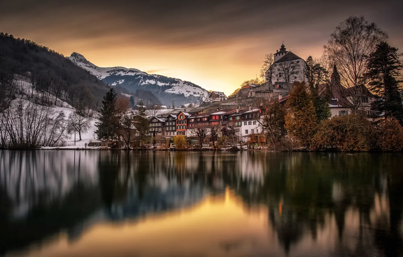 Photo wallpaper Switzerland, Werdenberg Castle, Werdenberg