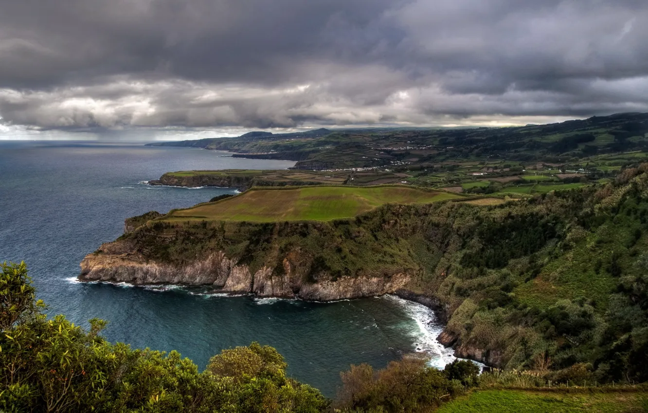 Photo wallpaper the sky, clouds, coast, horizon, Portugal, San Miguel, coast