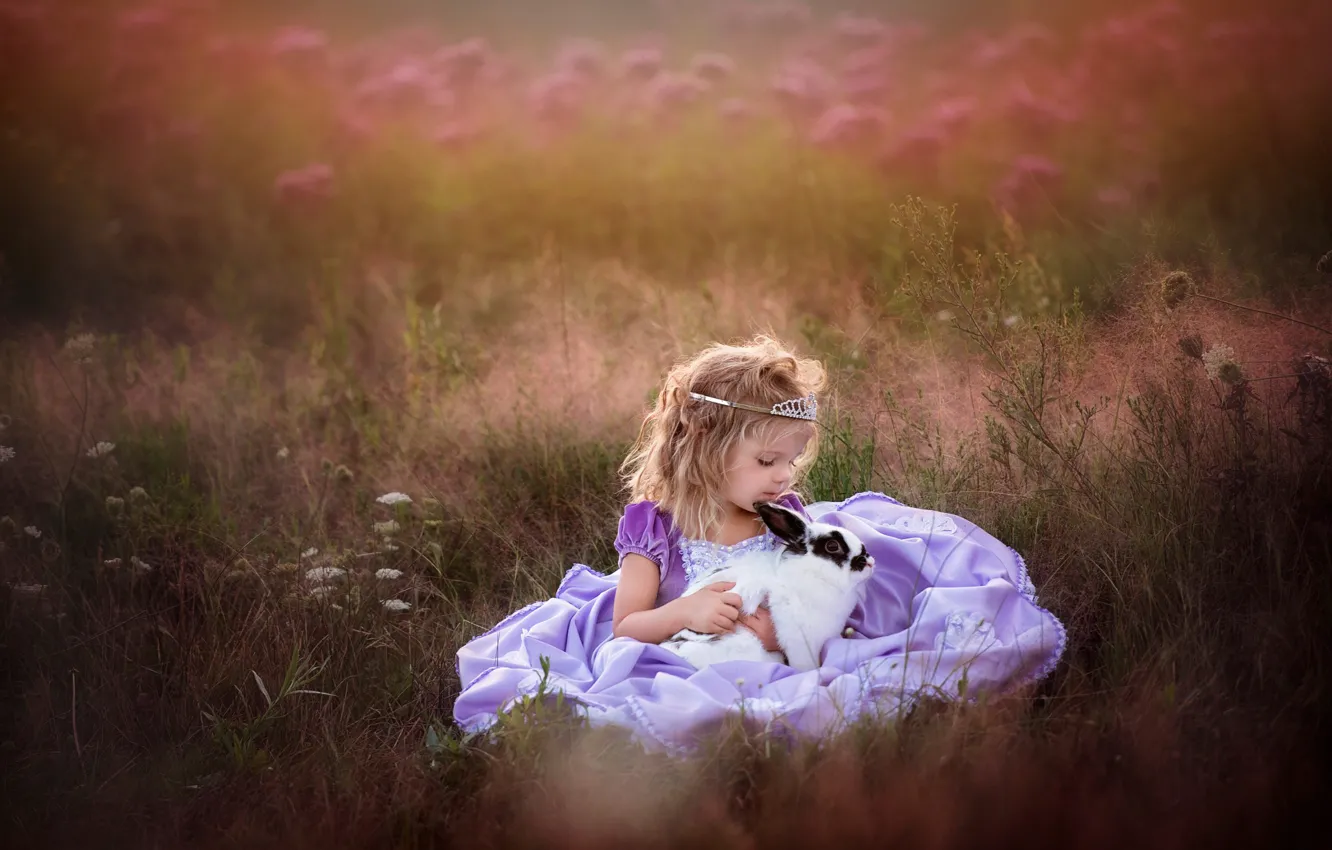 Photo wallpaper rabbit, friendship, girl