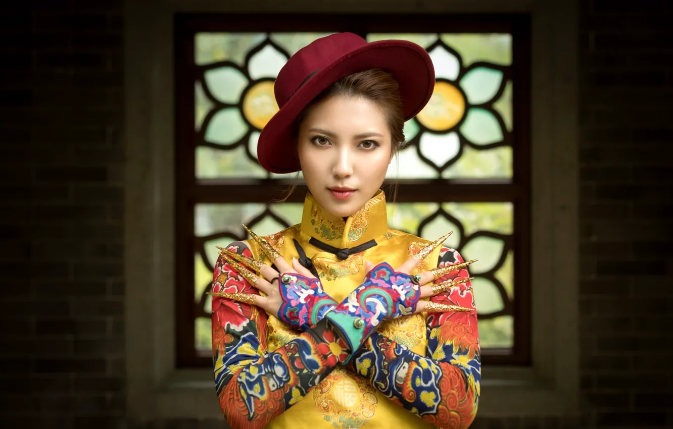 Photo wallpaper girl, style, hat