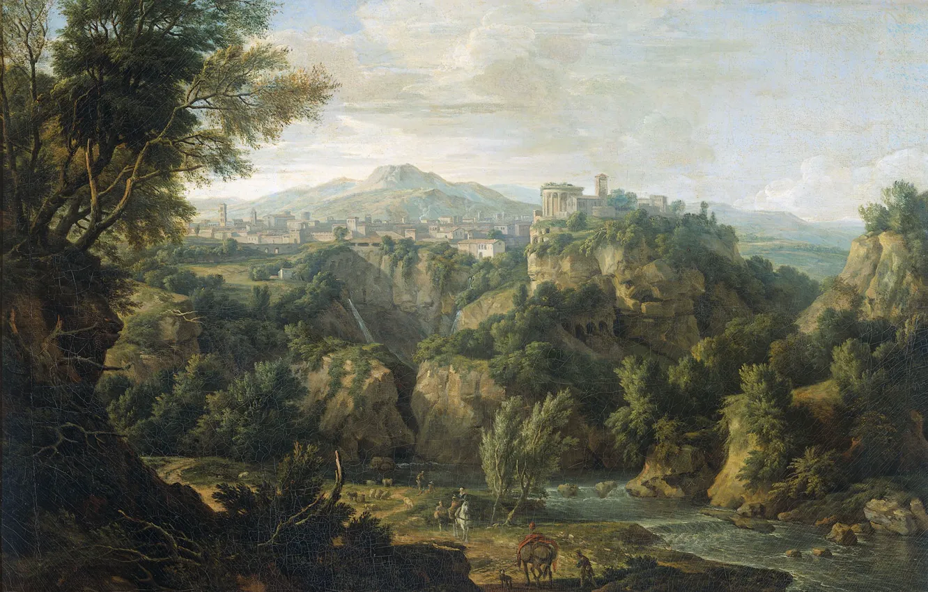 Photo wallpaper landscape, oil, picture, canvas, View Of Tivoli, Isaac de Moucheron