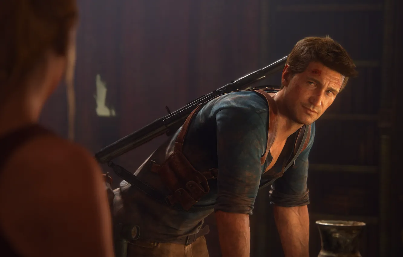 Photo wallpaper look, Naughty Dog, Playstation 4, Uncharted 4, Nathan Drake, Elena Fisher