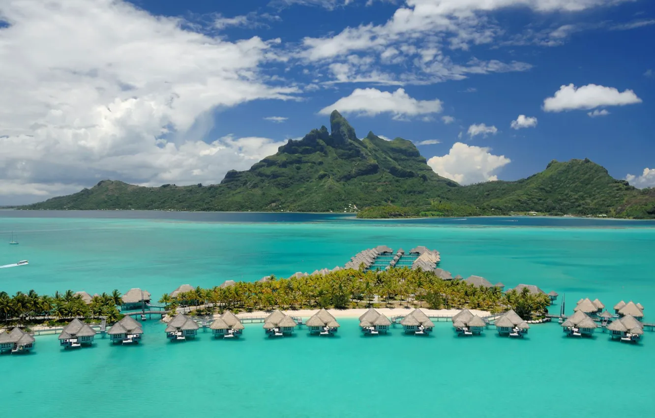 Photo wallpaper Islands, the ocean, Polynesia, Bora Bora, resort, exotic