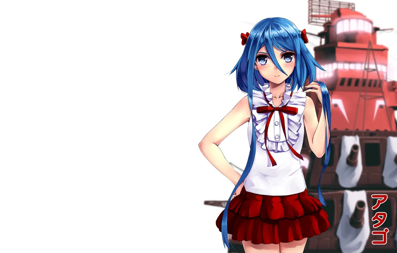 Photo wallpaper girl, blouse, long hair, anime, blue eyes, beautiful, pretty, attractive