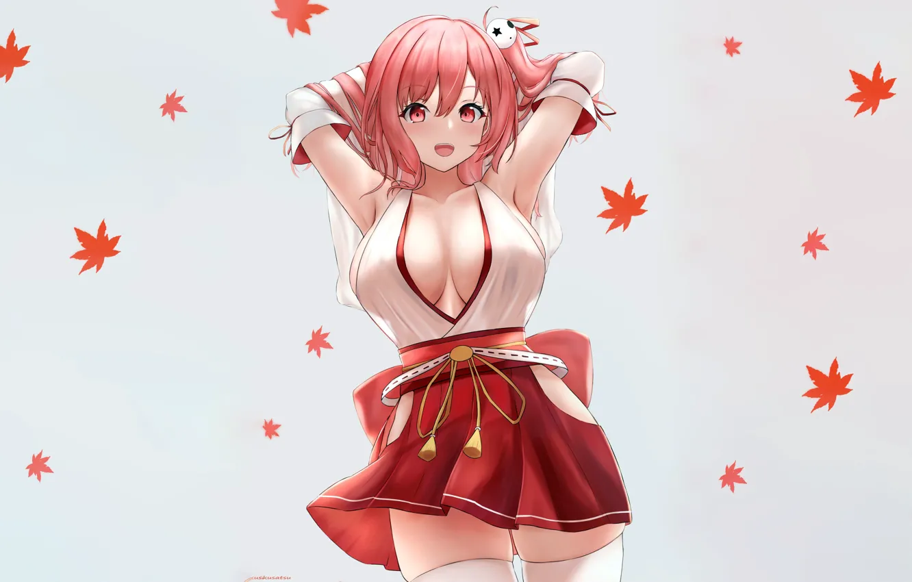 Photo wallpaper girl, sexy, cleavage, dead or alive, thighhighs, pink hair, dress, boobs