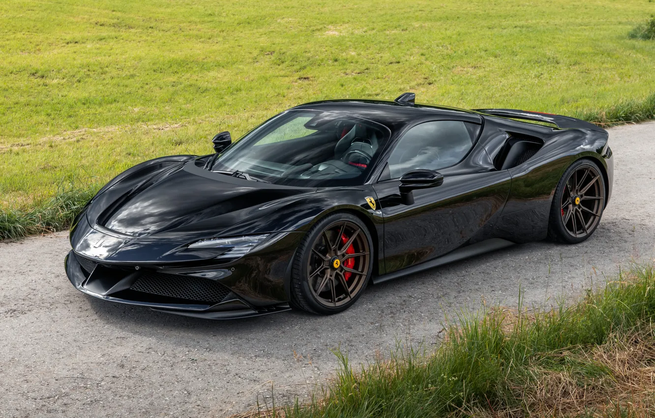 Photo wallpaper Muscle, Ferrari, Black, Novitec, Brutal, SF90