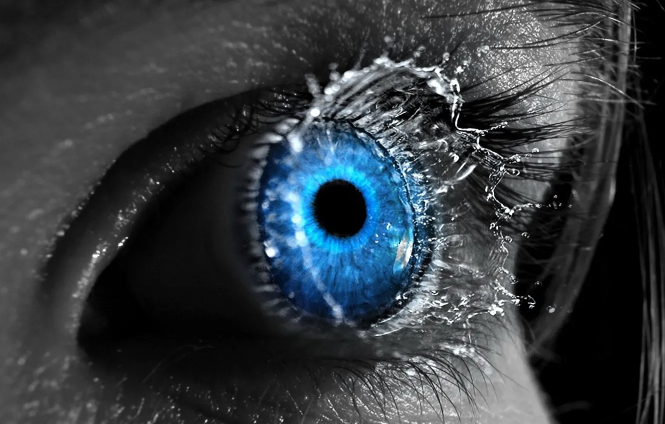 Photo wallpaper eyes, blue, splash, 151