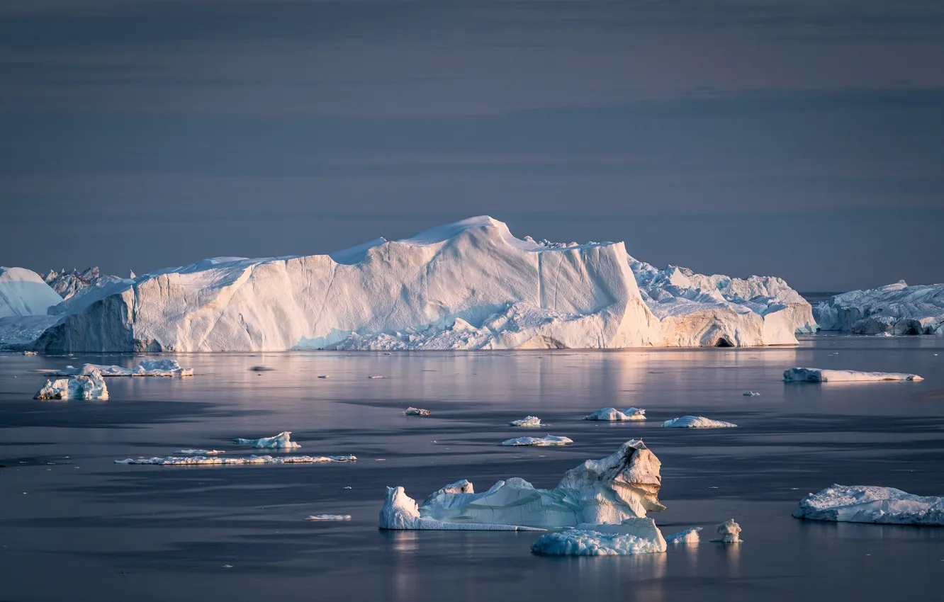 Photo wallpaper winter, sea, snow, ice, iceberg, Greenland