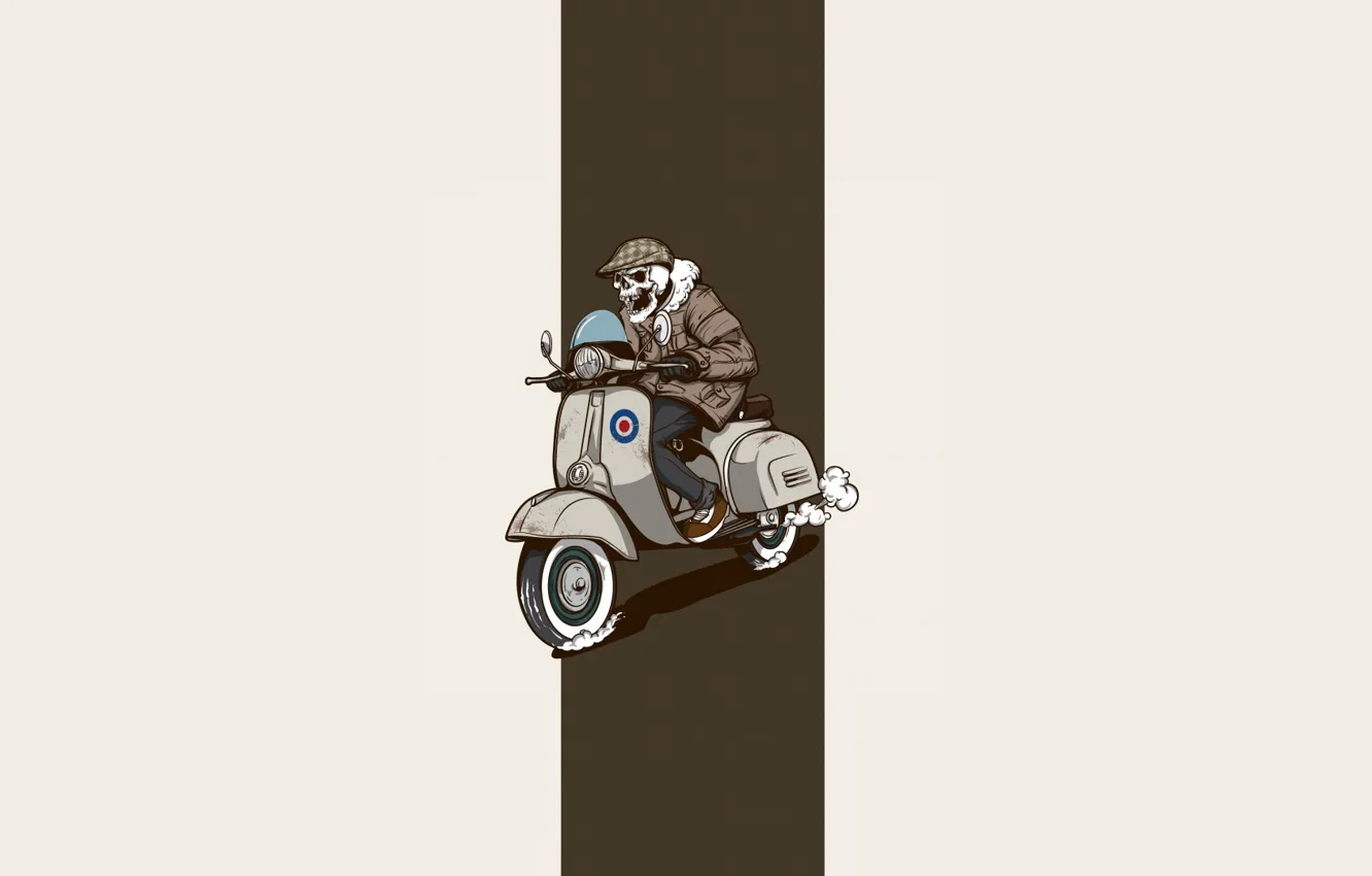 Photo wallpaper style, background, fiction, figure, skull, minimalism, moped, art