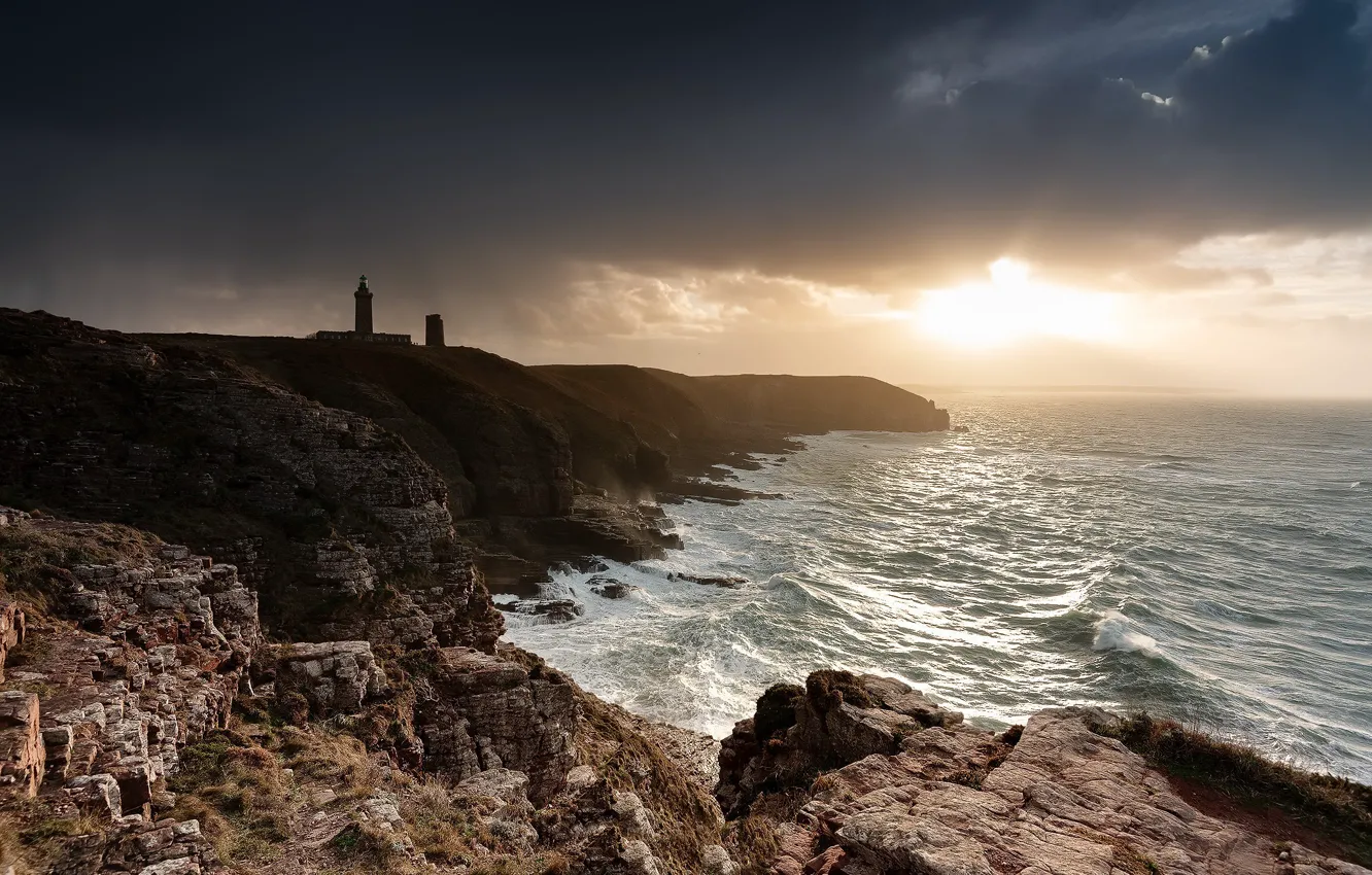 Photo wallpaper France, Bretagne, Cap Fréhel and the storm Martin, Plévenon