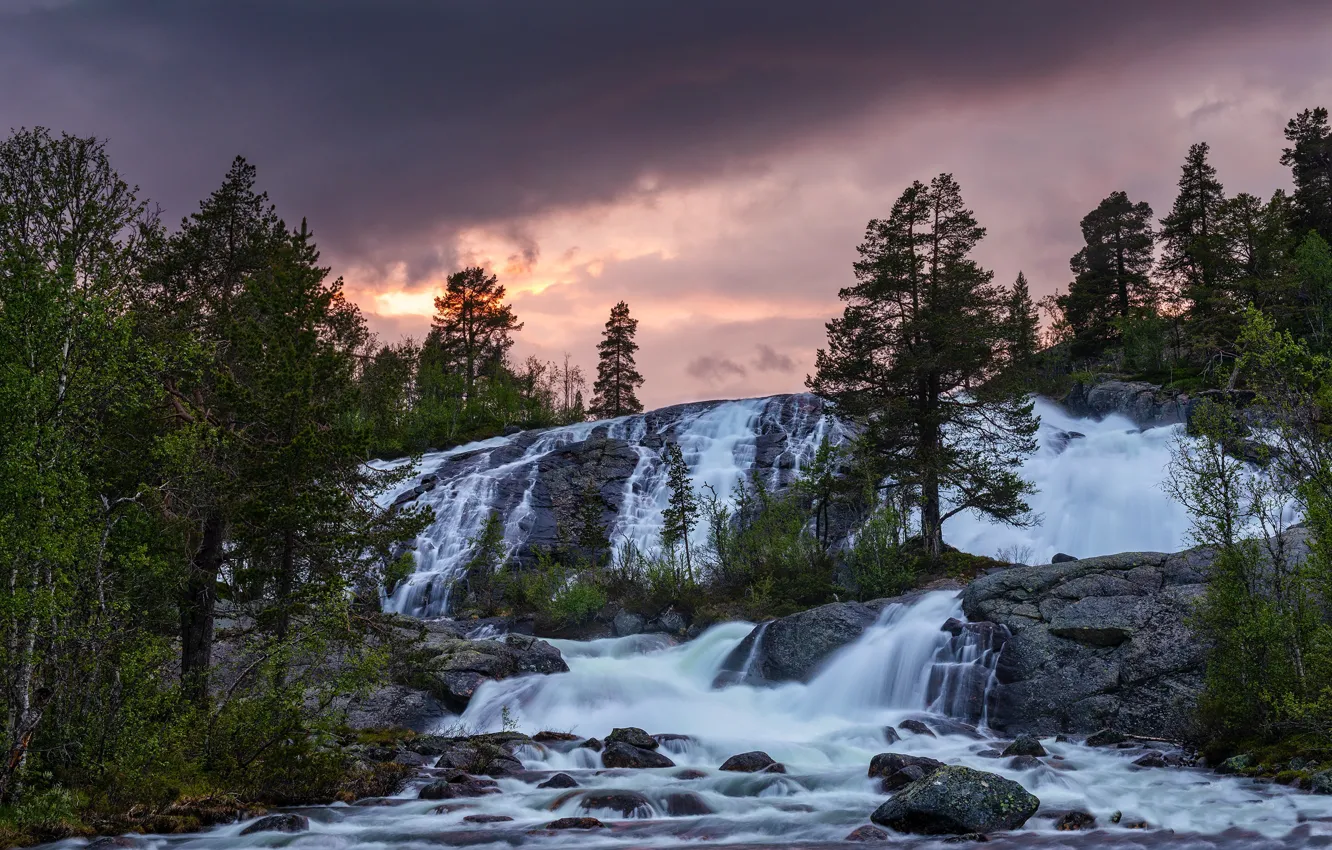 Photo wallpaper nature, river, waterfall