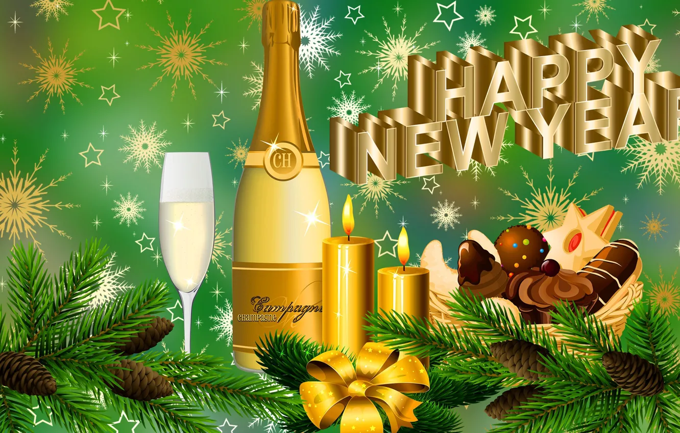 Photo wallpaper Congratulations, New Year, New Year ' s Eve, Glasses