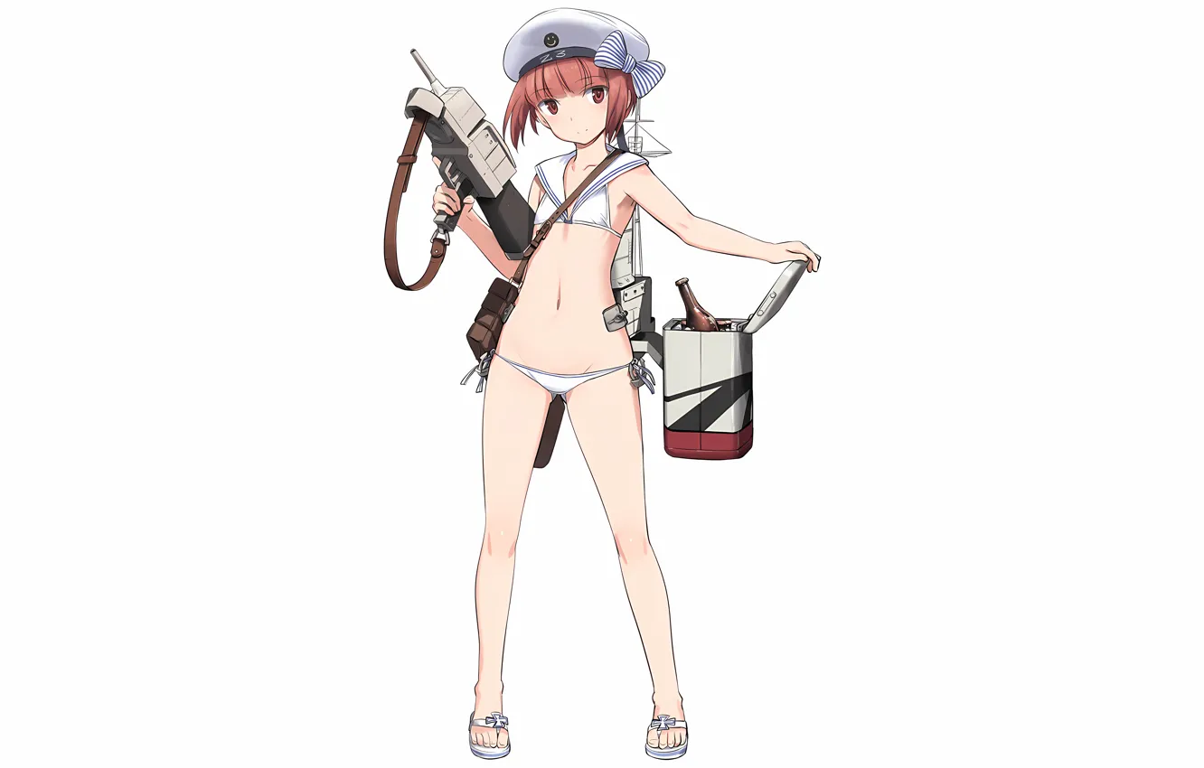 Photo wallpaper girl, sexy, cleavage, legs, brown hair, brown eyes, boobs, anime