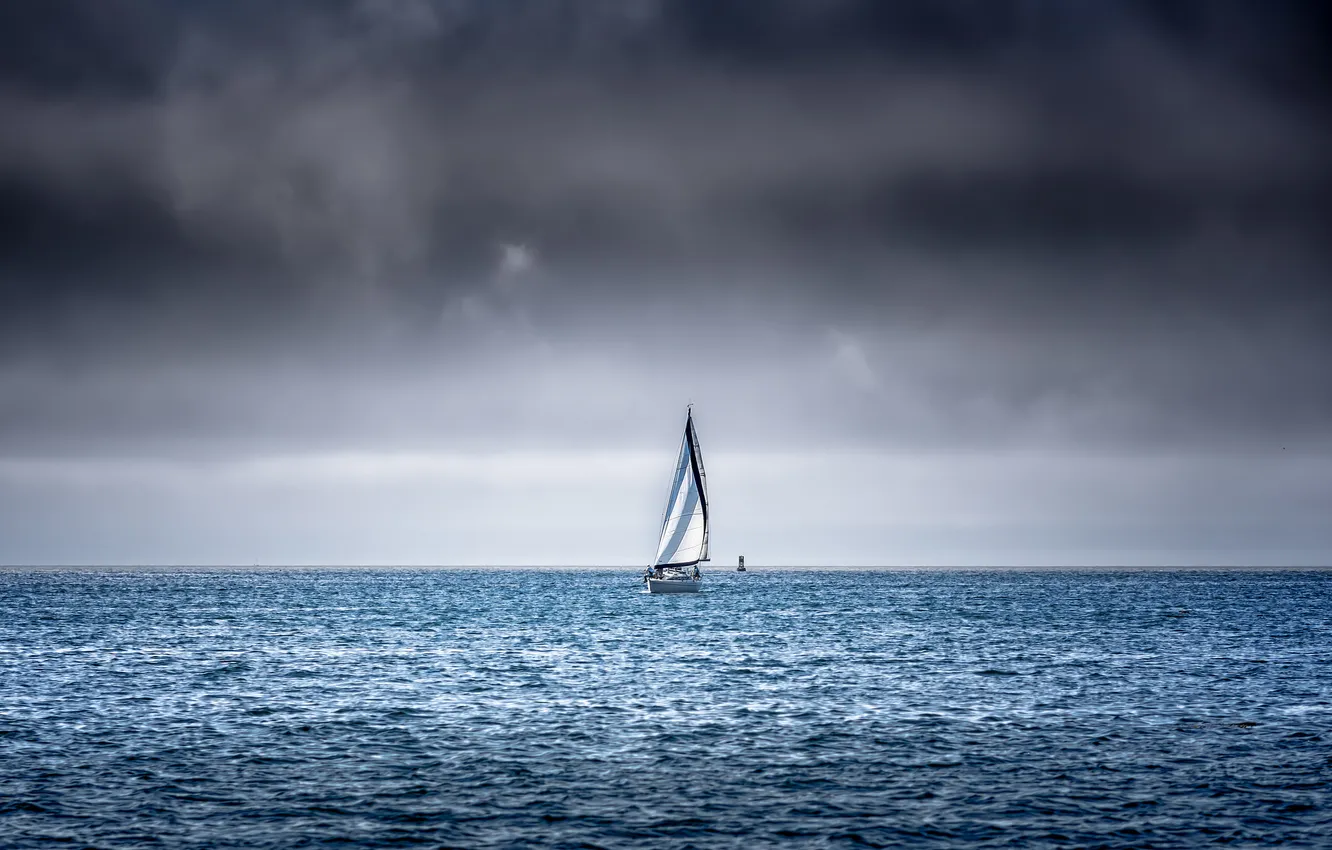 Photo wallpaper sea, boat, sail